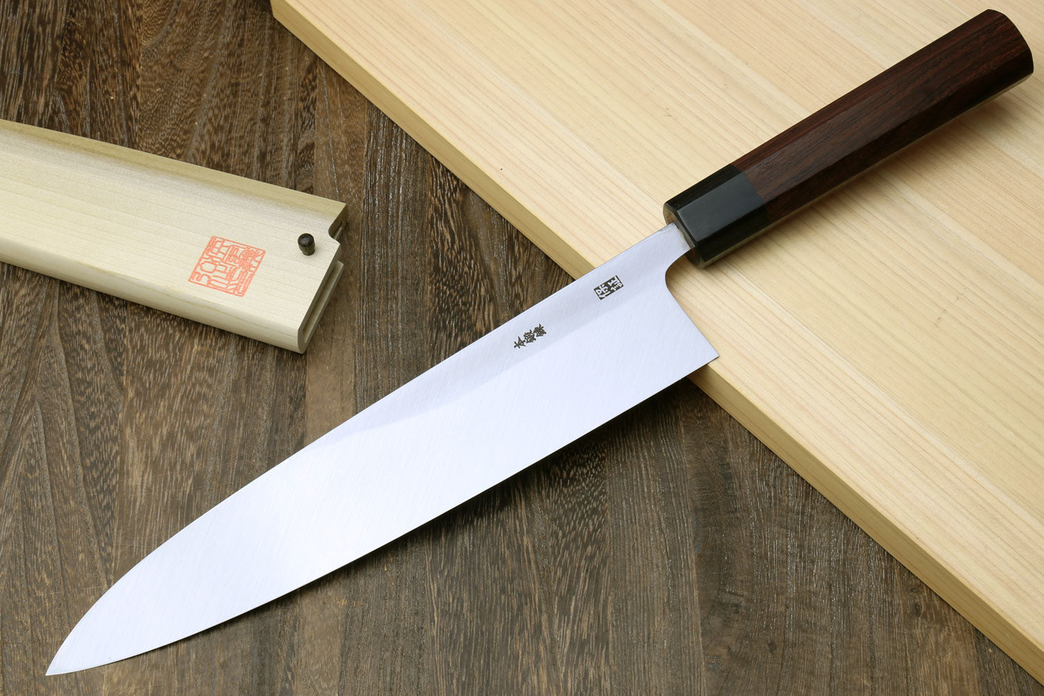 Yoshihiro Hongasumi Blue Steel Mioroshi Filet Sushi Sashimi Japanese Chef Knife with Rosewood Handle