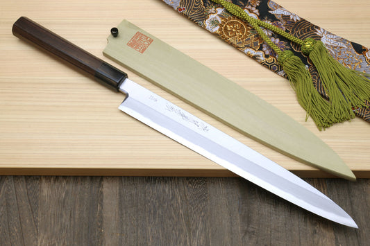 Yoshihiro Hongasumi Blue Steel Yanagi Sushi Sashimi Japanese Knife Rosewood Handle