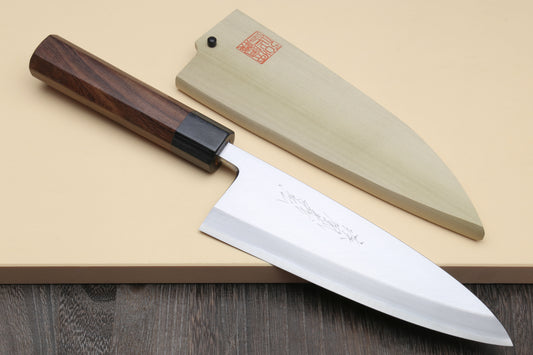 Yoshihiro Hongasumi Ginsan (hakugin) High Carbon Stain Resistant Deba Fish Fillet Knife Shitan Rosewood Handle Single Bolster