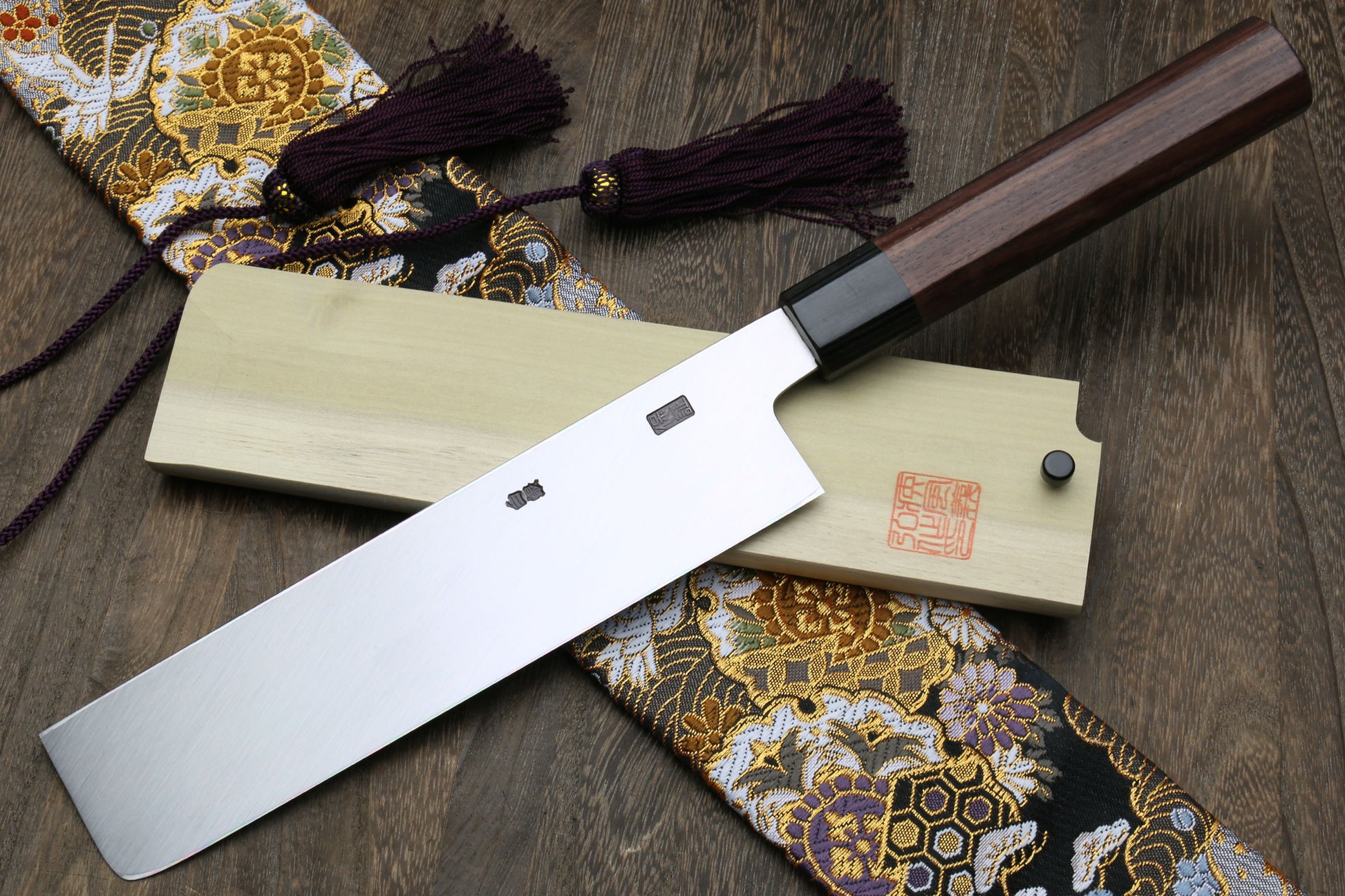 Yoshihiro Hongasumi Ginsan (Hakugin) High Carbon Stain Resistant Edo Usuba Traditional Japanese Vegetable Chopping Chef Knife Shitan Handle