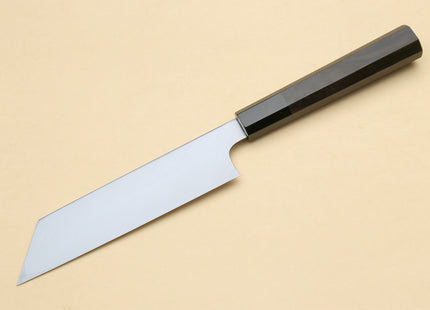 Yoshihiro Honyaki White Steel Mirror-Finished Namiukashi Kenmuki Japanese Single Edged Vegetable Knife with Premium Ebony Saya Cover