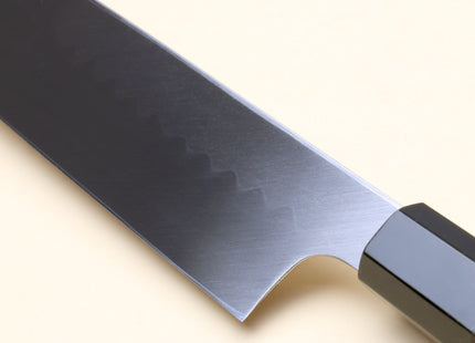 Yoshihiro Honyaki White Steel Mirror-Finished Namiukashi Kenmuki Japanese Single Edged Vegetable Knife with Premium Ebony Saya Cover
