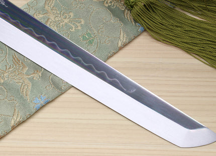 Yoshihiro Honyaki White Steel Mirror Finished Namiukashi Sakimaru Takobiki Sushi Sashimi Japanese Knife with Triple Nickel Silver Ring Ebony Handle