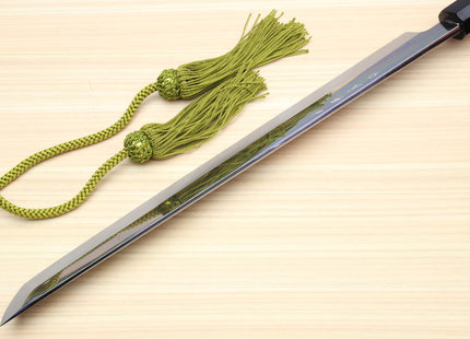 Yoshihiro Honyaki White Steel Mirror Finished Namiukashi Sakimaru Takobiki Sushi Sashimi Japanese Knife with Triple Nickel Silver Ring Ebony Handle