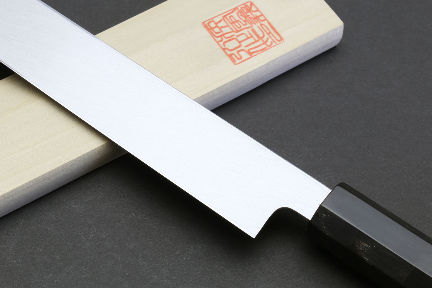 Yoshihiro Honyaki White Steel Sakimaru Takobiki Mirror Finished Sushi Sashimi Slicing Japanese Chef Knife Ebony Handle