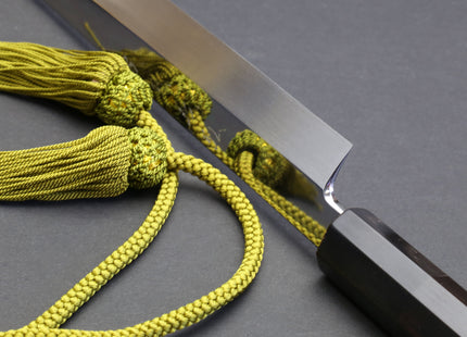 Yoshihiro Honyaki White Steel Sakimaru Takobiki Mirror Finished Sushi Sashimi Slicing Japanese Chef Knife Ebony Handle