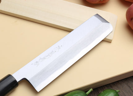 Yoshihiro Kasumi White Steel Edo Usuba Traditional Japanese Vegetable Chopping Chef Knife, Magnolia Handle