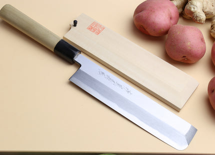 Yoshihiro Kasumi White Steel Edo Usuba Traditional Japanese Vegetable Chopping Chef Knife, Magnolia Handle