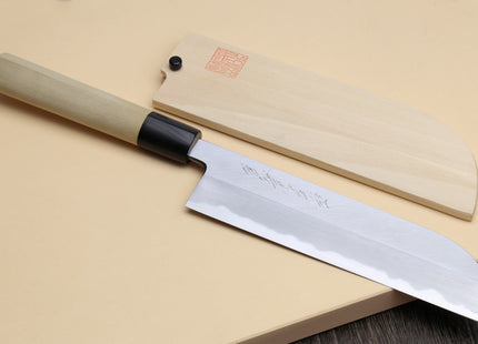 Yoshihiro Kasumi White Steel Kama Usuba Traditional Japanese Vegetable Chopping Chef Knife, Magnolia Handle