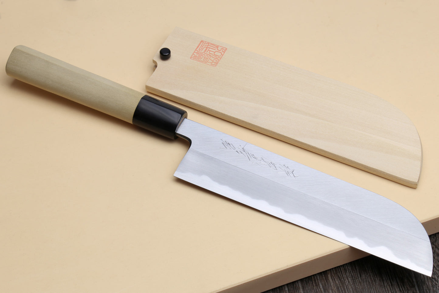 Yoshihiro Kasumi White Steel Kama Usuba Traditional Japanese Vegetable Chopping Chef Knife, Magnolia Handle