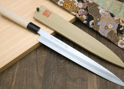 Yoshihiro Kasumi White Steel Yanagi Sushi Sashimi Japanese Knife Magnolia Handle