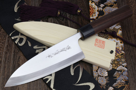 Yoshihiro Left Handed Kasumi White Steel Deba Fish Fillet Knife Shitan Handle