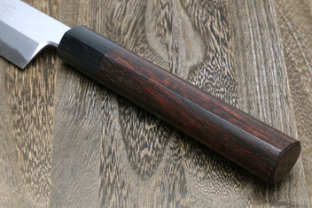 Shitan handle close-up with white steel Yanagi blade section