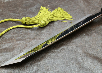 Yoshihiro Mizu Honyaki White Steel #2 Mirror Polished Mt. Fuji with Full Moon Kiritsuke with Oct. Ebony Triple Nickel Silver Ring Handle