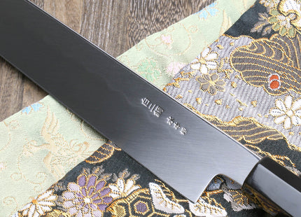 Yoshihiro Mizu Honyaki White Steel Mirror-Finished Namiukashi Yanagi Ebony Handle