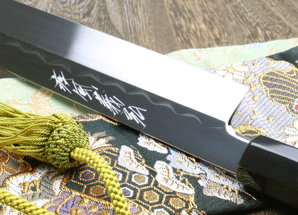 Yoshihiro Mizu Honyaki White Steel Mirror-Finished Namiukashi Yanagi Ebony Handle