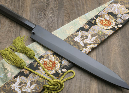 Yoshihiro Mizu Honyaki White Steel Mirror-Finished Namiukashi Yanagi Ebony Handle