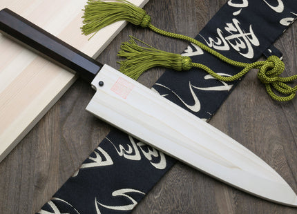 Yoshihiro Mizu Yaki Ginsan Semi-Stainless Mioroshi Japanese Fish Filet Knife Ebony Handle