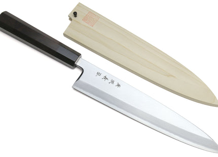 Yoshihiro Mizu Yaki Ginsan Semi-Stainless Mioroshi Japanese Fish Filet Knife Ebony Handle