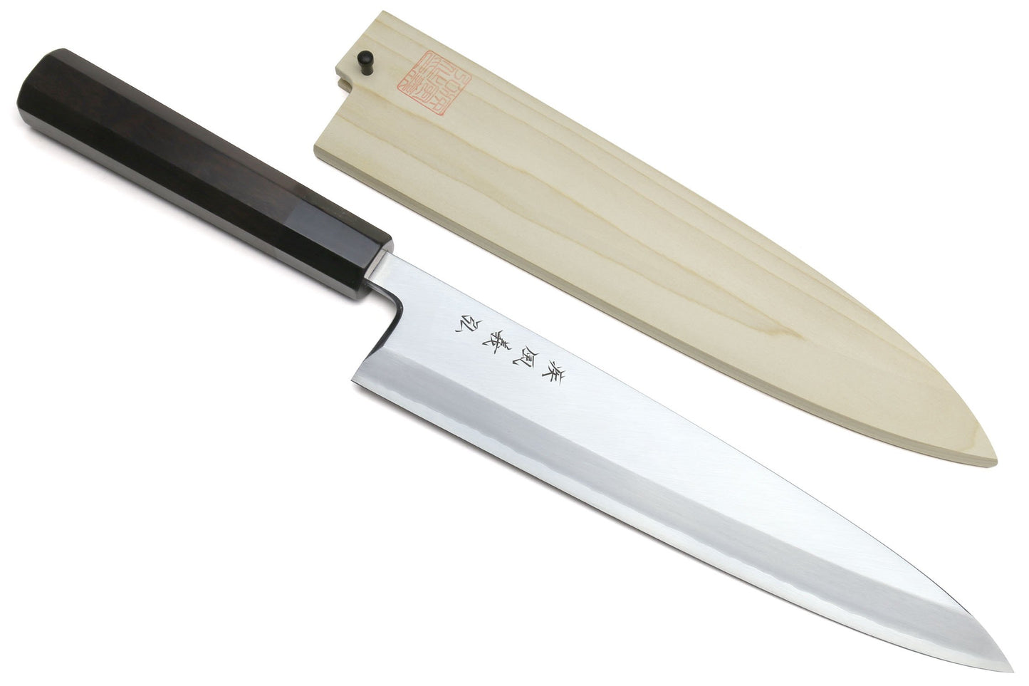 Yoshihiro Mizu Yaki Ginsan Semi-Stainless Mioroshi Japanese Fish Filet Knife Ebony Handle