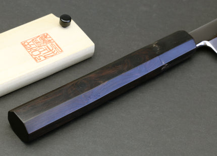 Yoshihiro Mizu Yaki Honyaki Aoko Blue Steel Mirror Polished Sakimaru Takobiki Sushi Knife Ebony Handle