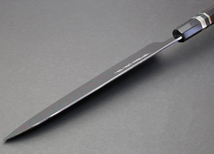Yoshihiro Mizu Yaki Honyaki Blue Steel #2 Mirror Polished Wa Gyuto Japanese Chef Knife Triple Nickel Silver Ring Ebony Handle