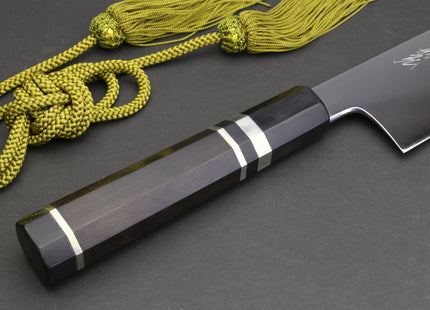 Yoshihiro Mizu Yaki Honyaki Blue Steel #2 Mirror Polished Wa Gyuto Japanese Chef Knife Triple Nickel Silver Ring Ebony Handle