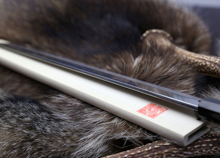 Yoshihiro Mizu Yaki Honyaki Mirror Finished Mt.Fuji with Full Moon Sakimaru Takobiki Premium Ebony Handle 360mm