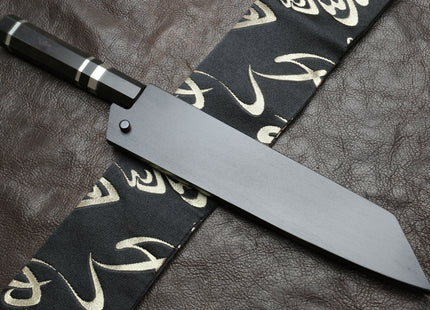 Yoshihiro Mizu Yaki Honyaki Shiroko White Steel #2 Mirror Polished Kiritsuke Japanese Multipurpose Knife with Triple Nickel Silver Ring Ebony Handle