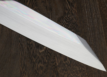 Yoshihiro Mizu Yaki Honyaki White Steel Mirror-Finished Mt. Fuji with Crescent Moon Yanagi Kiritsuke Premium Ebony Handle with Triple Nickel Silver Ring
