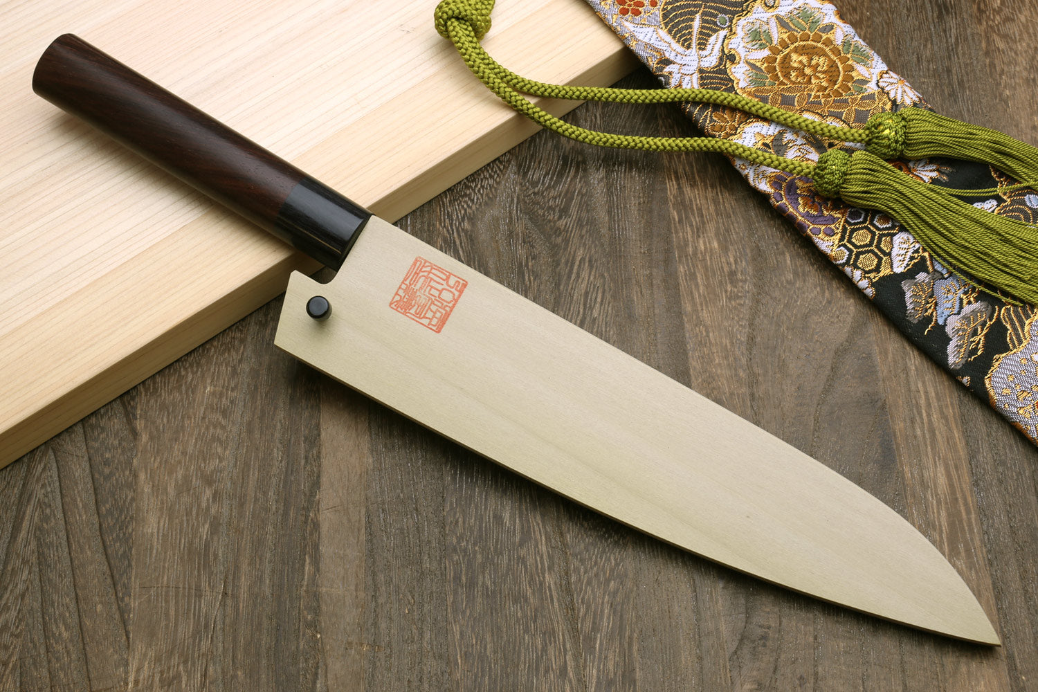 Yoshihiro Nashiji Ginsan Stain Resistant Steel Gyuto Chefs Knife with Shitan Handle 240mm