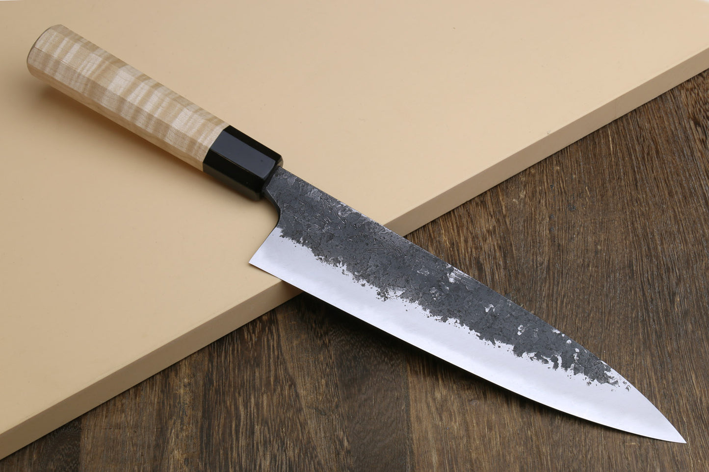 Yoshihiro Nashiji High Carbon White Steel #2 Gyuto Japanese Chefs Knife with Camphor Handle