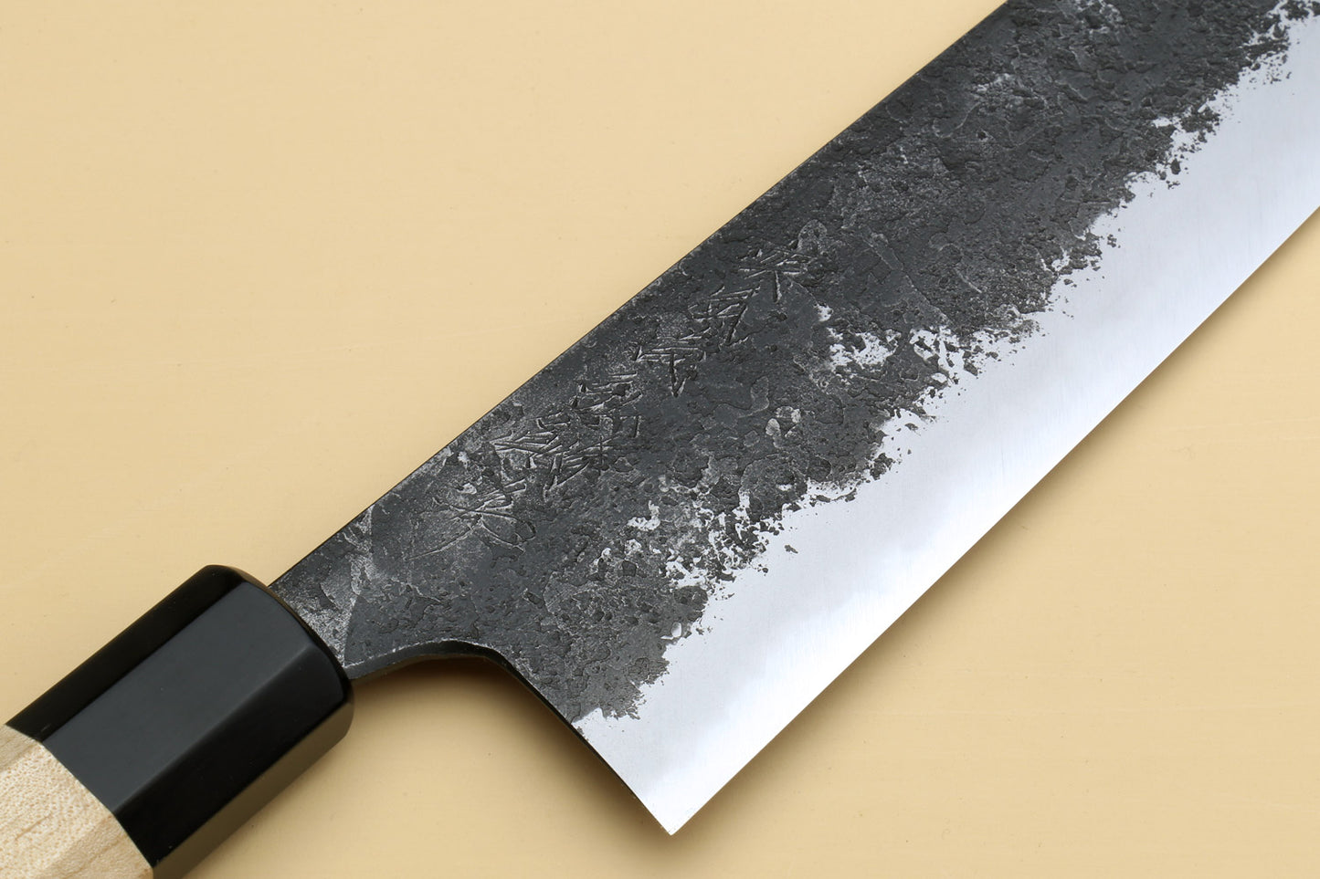 Yoshihiro Nashiji High Carbon White Steel #2 Kiritsuke Japanese Multipurpose Knife with Camphor Handle