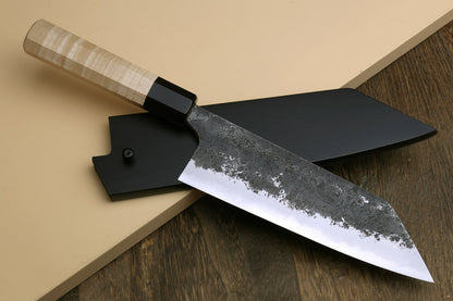 Yoshihiro Nashiji High Carbon White Steel #2 Kiritsuke Japanese Multipurpose Knife with Camphor Handle