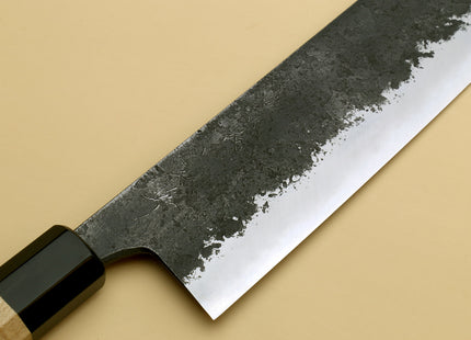 Yoshihiro Nashiji High Carbon White Steel #2 Nakiri Japanese Vegetable Knife with Camphor Handle