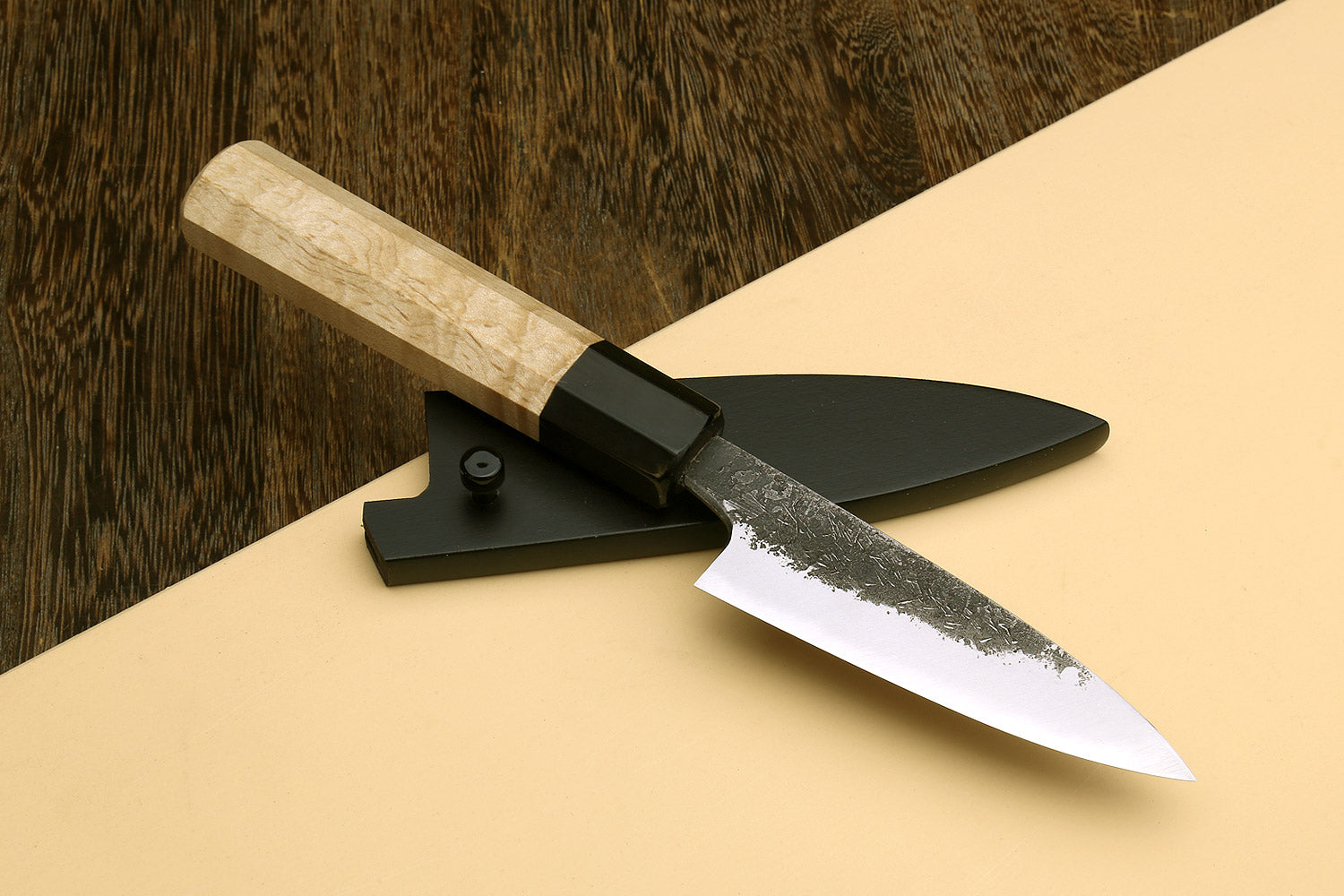 Yoshihiro Nashiji High Carbon White Steel #2 Paring Japanese Peeling Knife 3.5'' (90mm) with Camphor Handle