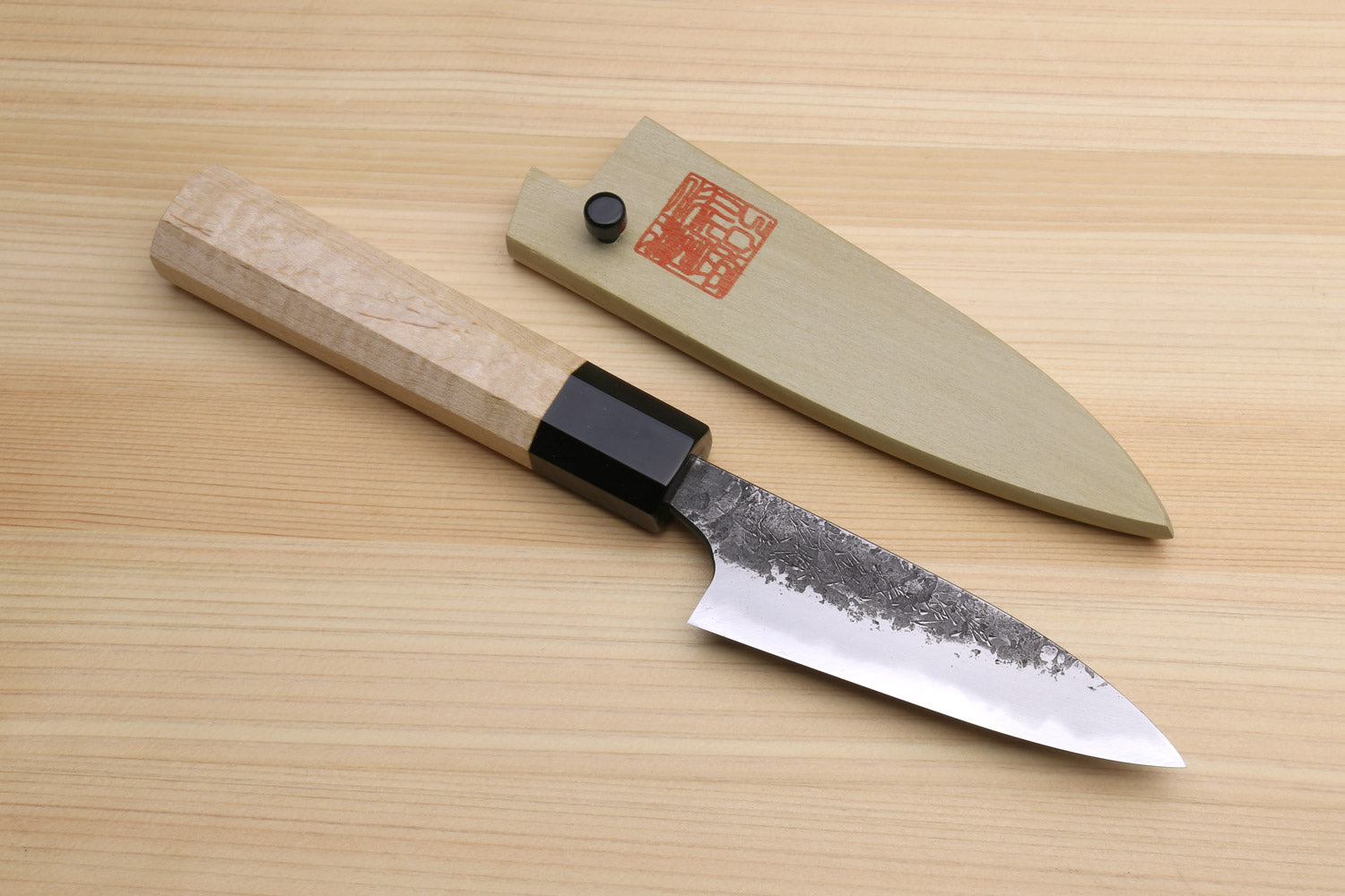 Yoshihiro Nashiji High Carbon White Steel #2 Paring Japanese Peeling Knife 3.5" (90mm) with Camphor Handle