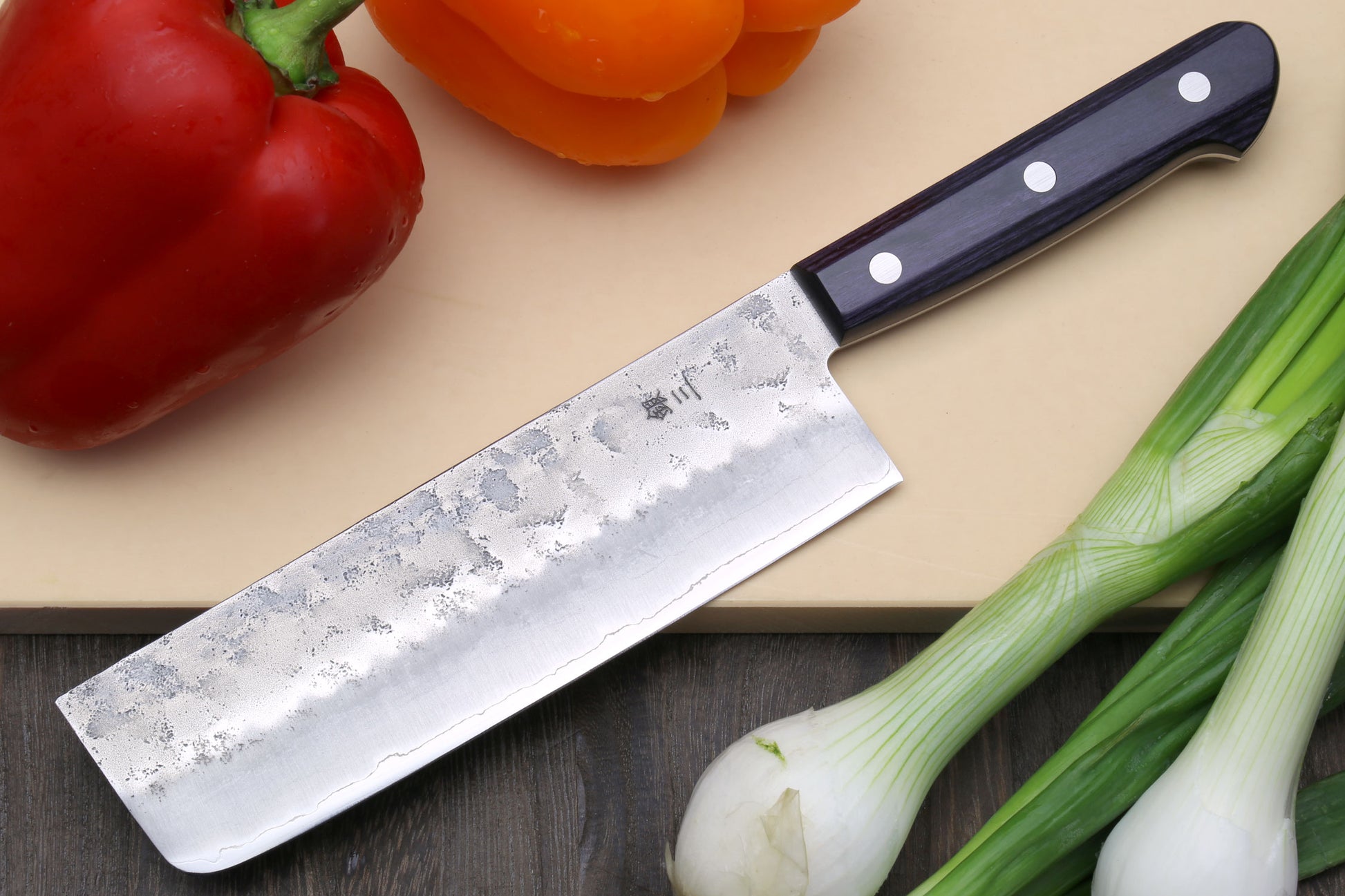 Yoshihiro Stainless Clad Nashiji Ginsan High Carbon Stain Resistant Steel Nakiri Vegetable Knife