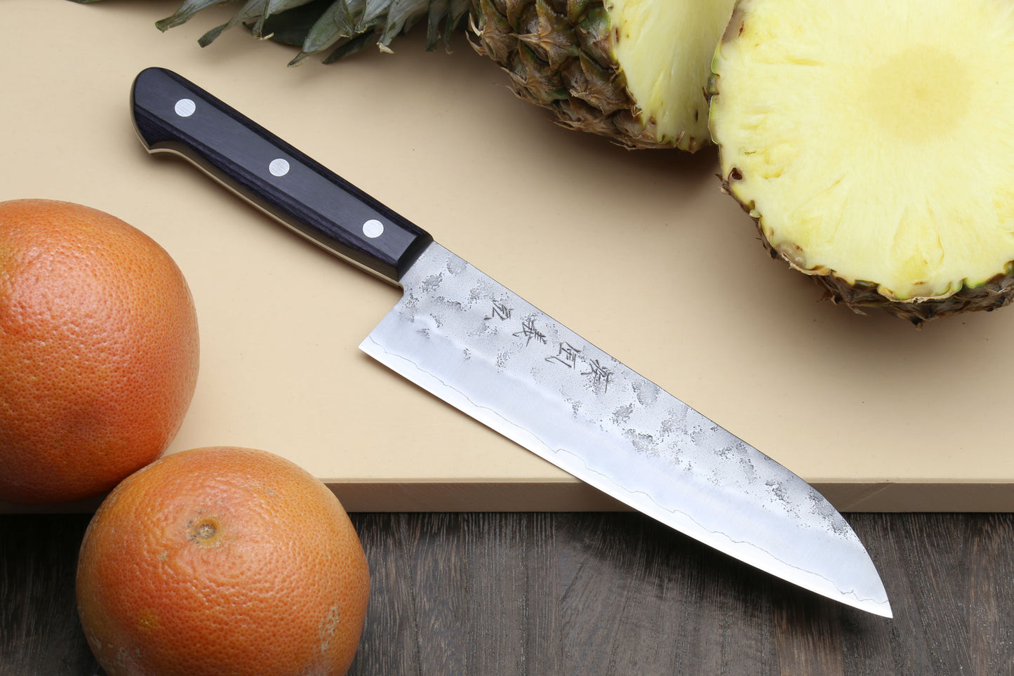 Yoshihiro Stainless Clad Nashiji Ginsan High Carbon Stain Resistant Steel Santoku Multipurpose Knife