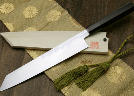 Yoshihiro Suminagashi Aoko Blue Steel #1 Kiritsuke Multipurpose Japanese Chef Knife Ebony wood Handle