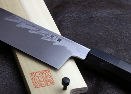 Yoshihiro Suminagashi Blue #1 High Carbon Steel Edo Usuba Japanese vegetable Prep Chopping Chef Knife Ebony wood Handle