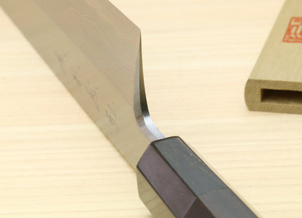 Yoshihiro Suminagashi Blue #1 High Carbon Steel Edo Usuba Japanese vegetable Prep Chopping Chef Knife Ebony wood Handle