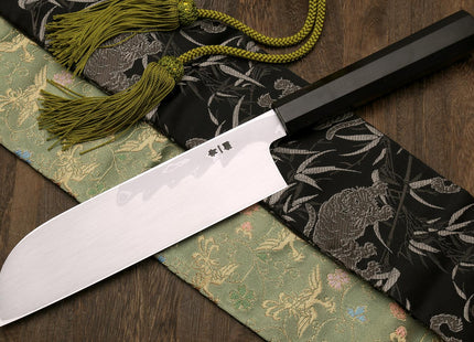 Yoshihiro Suminagashi Blue Steel #1 Kama Usuba Traditional Japanese vegetable Chopping Chef Knife, Ebony Wood Handle