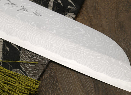 Yoshihiro Suminagashi Blue Steel #1 Kama Usuba Traditional Japanese vegetable Chopping Chef Knife, Ebony Wood Handle