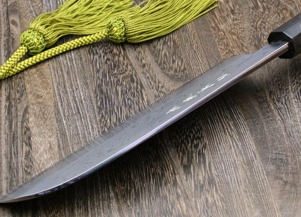 Yoshihiro Suminagashi Blue Steel #1 Kama Usuba Traditional Japanese vegetable Chopping Chef Knife, Ebony Wood Handle