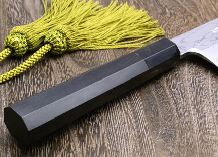 Yoshihiro Suminagashi Blue Steel #1 Kama Usuba Traditional Japanese vegetable Chopping Chef Knife, Ebony Wood Handle