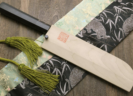 Yoshihiro Suminagashi Blue Steel #1 Kama Usuba Traditional Japanese vegetable Chopping Chef Knife, Ebony Wood Handle