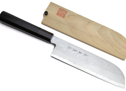 Yoshihiro Suminagashi Blue Steel #1 Kama Usuba Traditional Japanese vegetable Chopping Chef Knife, Ebony Wood Handle