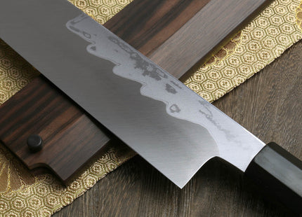Yoshihiro Suminagashi Blue Steel #1 Kiritsuke Multipurpose Japanese Chef Knife Ebony wood Handle & Saya