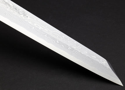 Yoshihiro Suminagashi Blue Steel #1 Yanagi Kiritsuke Sushi Sashimi Japanese Knife Ebony Handle with Ebony Saya